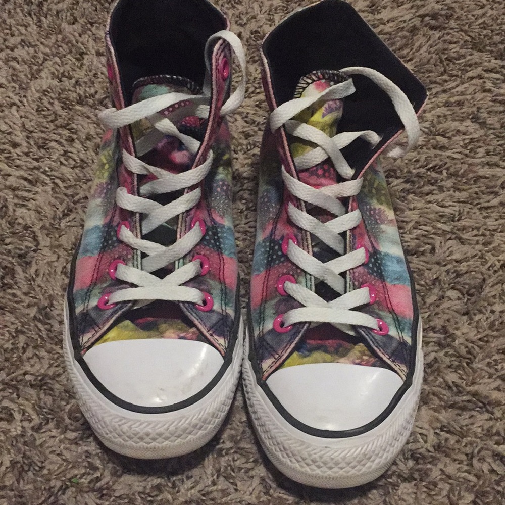 Multi colored converse high tops